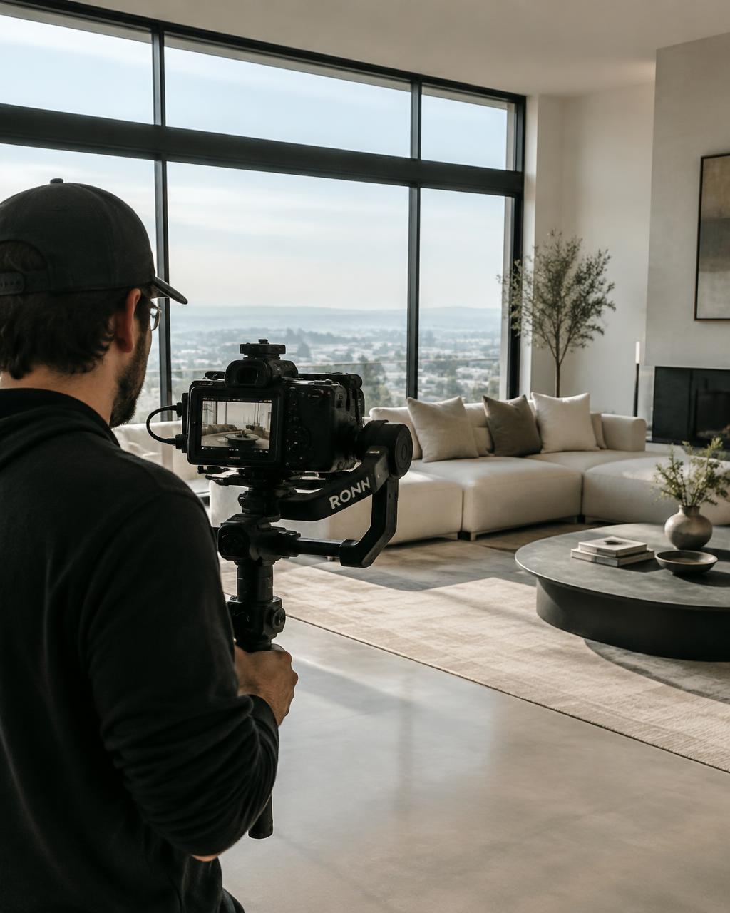 Filming a luxury interior on a gimbal