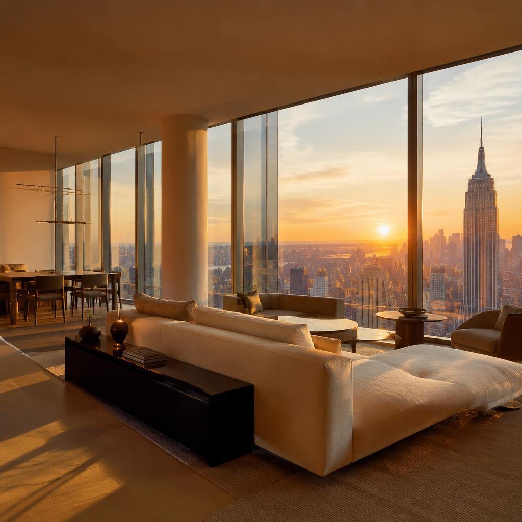 Meridian residence interior at golden hour